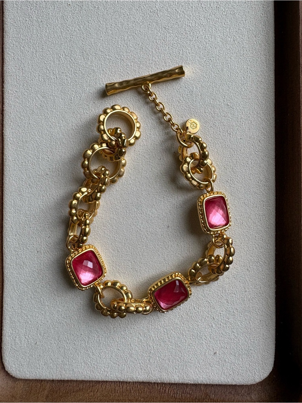 Julie Vos Gold-Tone Bracelet with Pink Stones